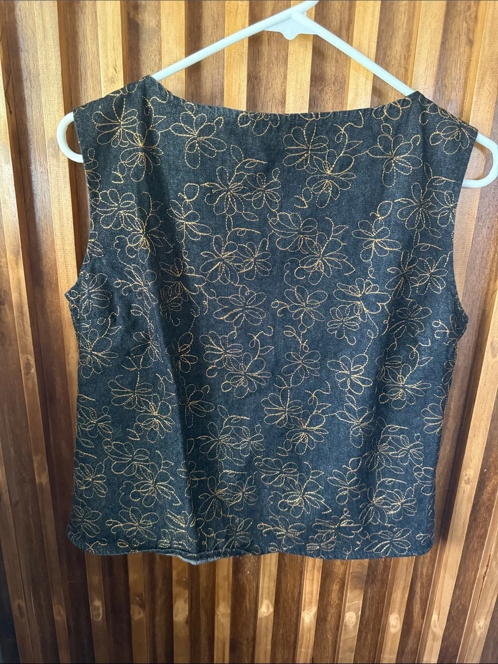 Classic Denim Vintage K&R Cropped Zip Back Top with Embroidered. M